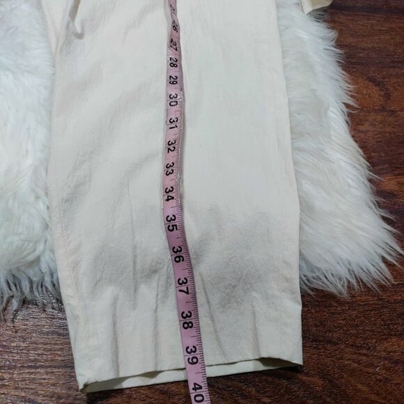 Zara Womens XL High Waisted Tapered Leg Capri Trousers Pants Cream Off White - Picture 15 of 16